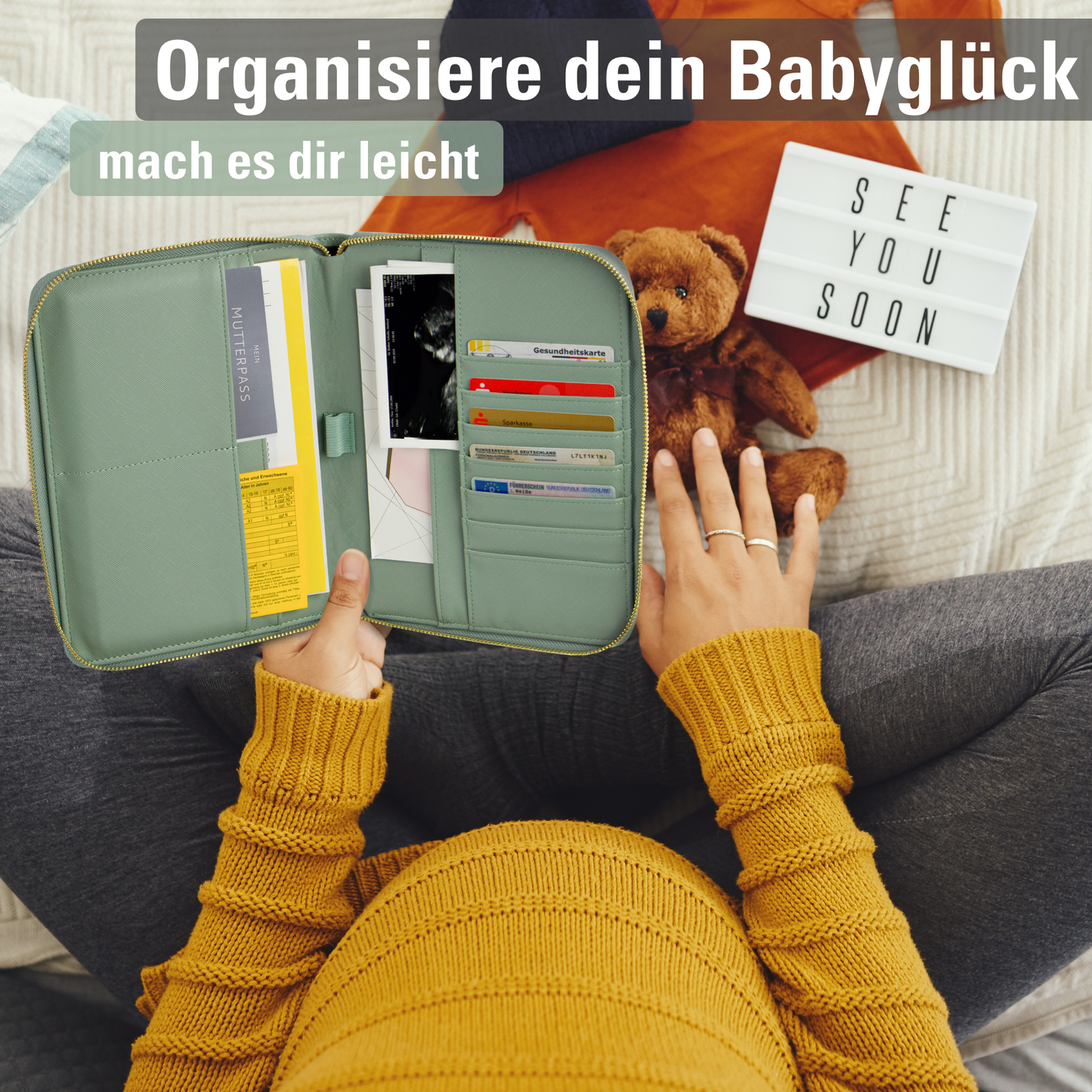 DELOA ® U-Heft und Reise- & Familien- 3 in 1 Organizer │ Beige