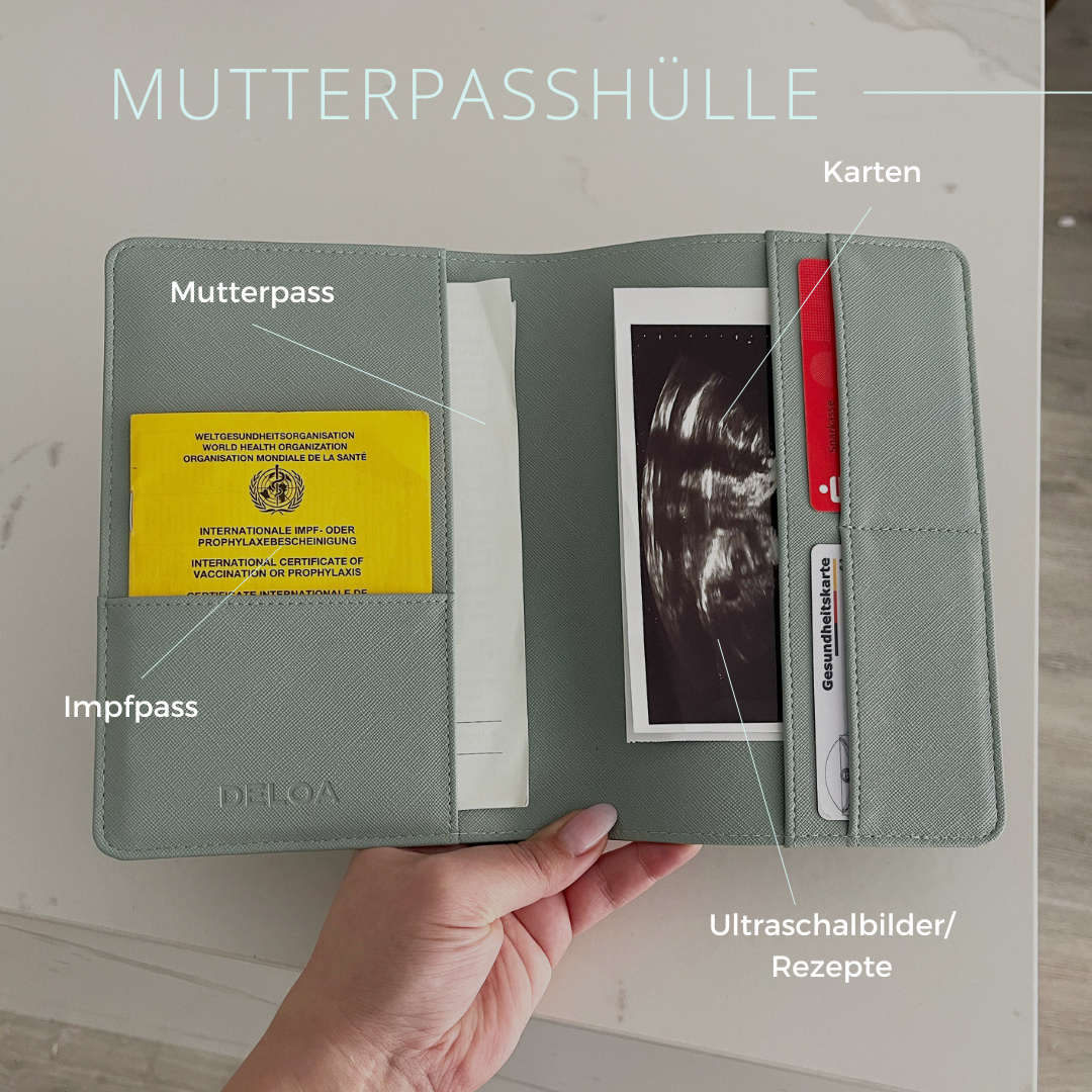 DELOA ® Mutterpasshülle mit Fach für Impfpass (mit Personalisierung)