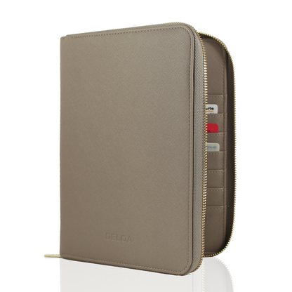 DELOA ® U-Heft und Reise- & Familien- 3 in 1 Organizer │ Grau-Braun