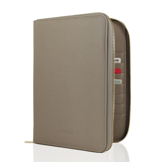 DELOA ® U-Heft und Reise- & Familien- 3 in 1 Organizer │ Grau-Braun