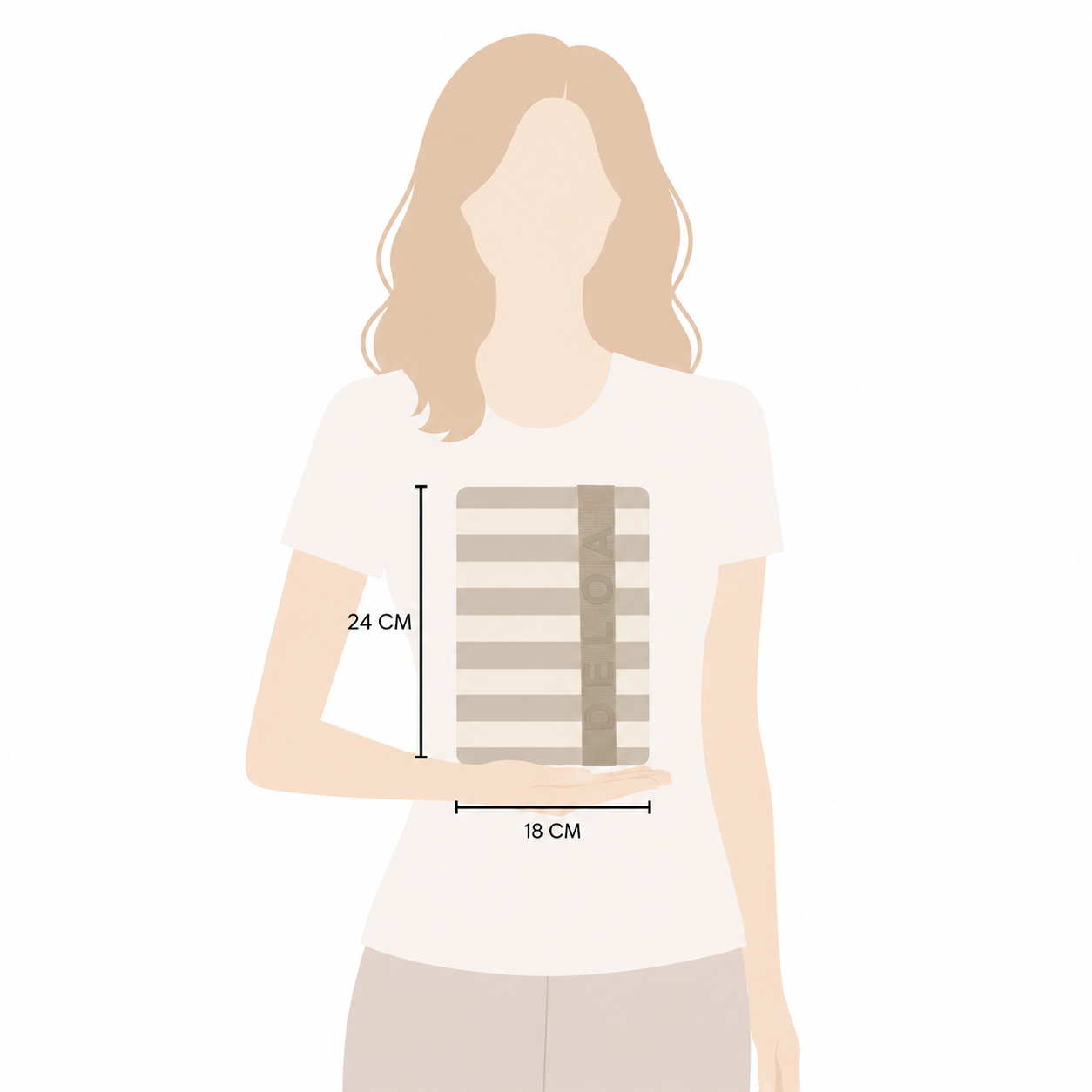 DELOA ® Windeltasche für unterwegs mit viel Platz(Streifen Beige)