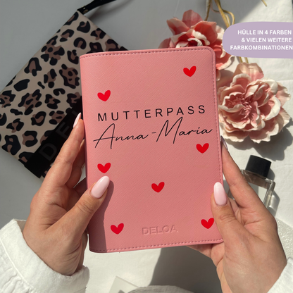 DELOA ® Mutterpasshülle mit Fach für Impfpass (Hearts)
