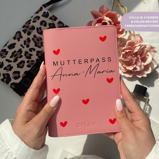 DELOA ® Mutterpasshülle mit Fach für Impfpass (Hearts)