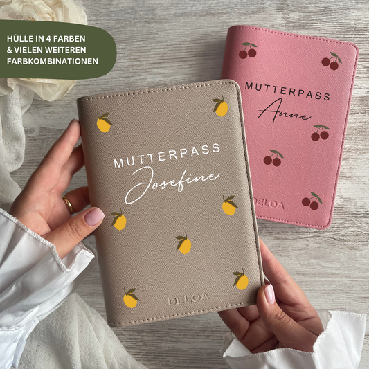 DELOA ® Mutterpasshülle mit Fach für Impfpass (Lemons & Cherries)